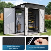 Dateyes 8' x 4' Metal Storage Shed with Triple Doors, Lockable Lean-to Design & Vents, Black