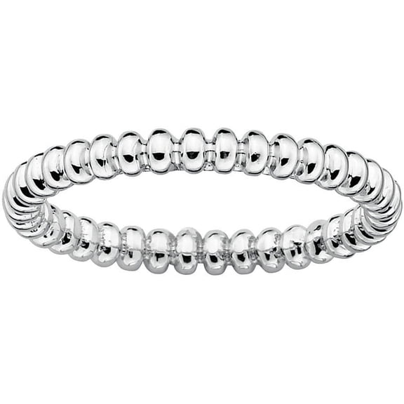 Sterling Silver Rhodium Beaded Ring