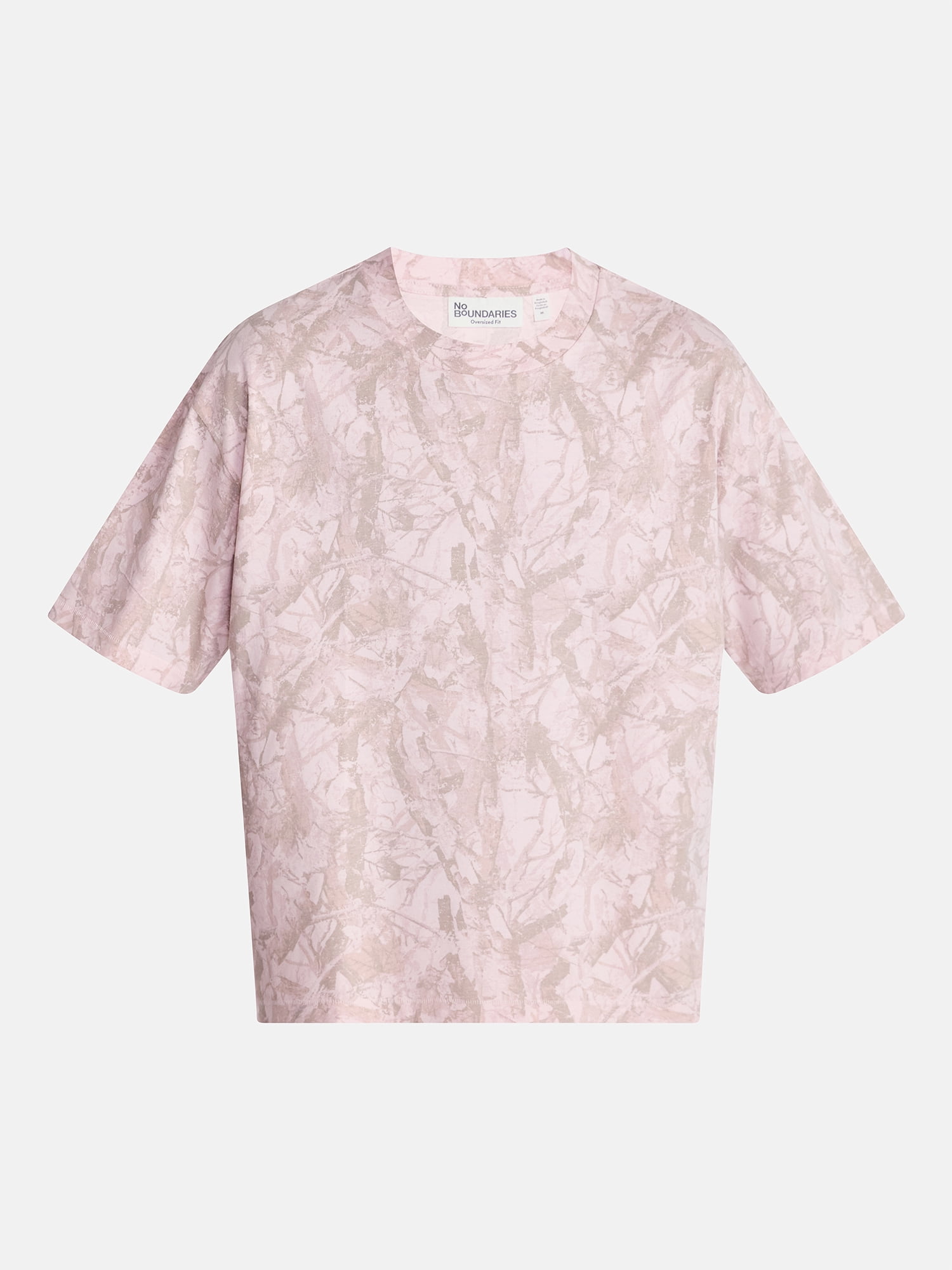 No Boundaries Cotton Oversized Cropped Tee with Short Sleeves, Men's and Big Men's XS-5XL