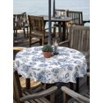 thumbnail image 2 of Outdoor Tablecloth with Umbrella Hole for Patio/Picnic/Party/Camping, Navy Blue Rose Waterproof Table Cloth Round Cover Washable, Rustic Vintage Botanical Floral Watercolor (Dia 60"), 2 of 9