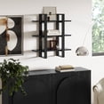 thumbnail image 2 of Nathan James Benji Mid Century Wall Unit Bookcase, Decorative Floating 3-Tier Wood Shelf, Black Oak, 2 of 6