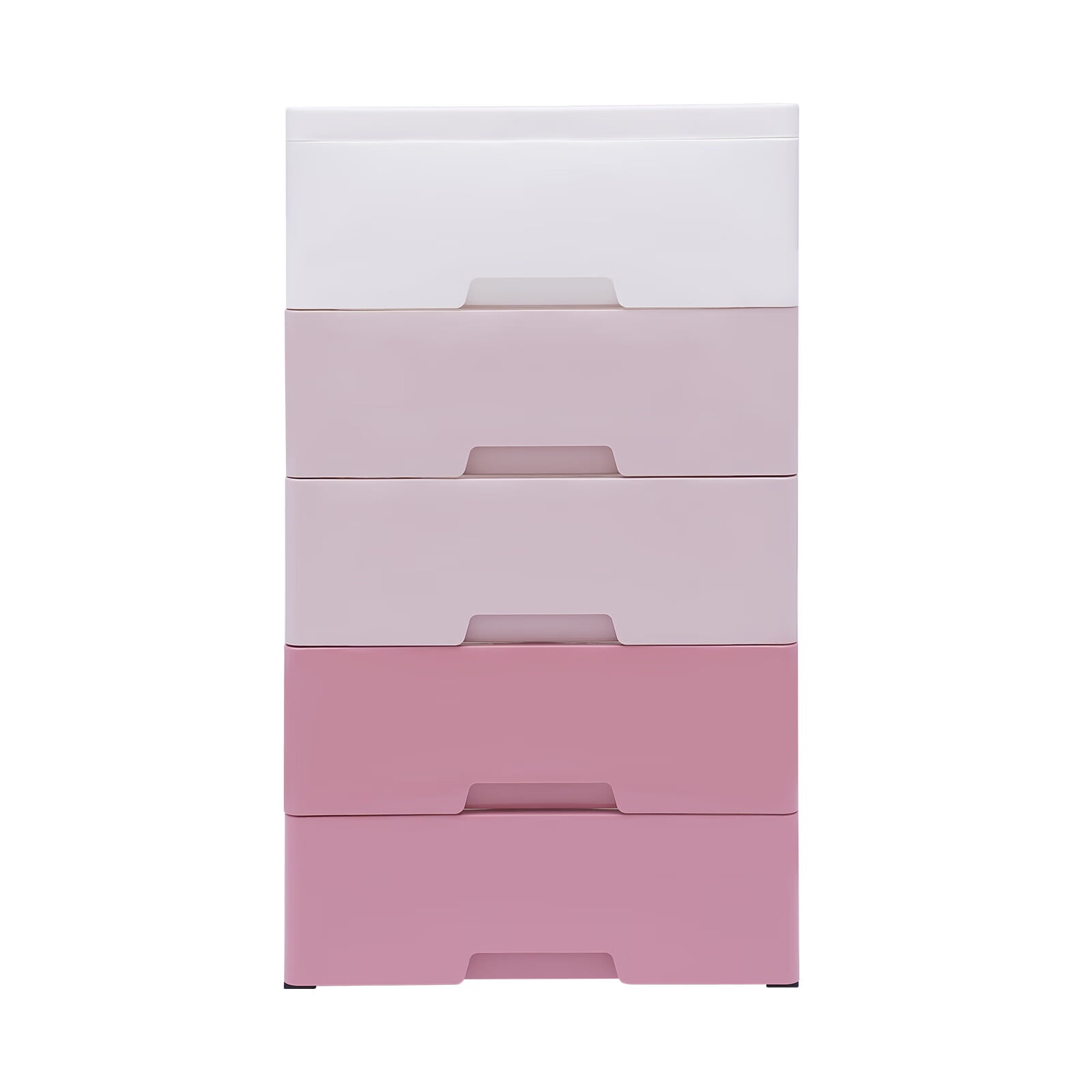 Loyalheartdy 5-Layer Dresser Storage Cabinat Plastic Drawers  w/ Wheels Bedside Table Organizer for Clothes Toys (Pink)