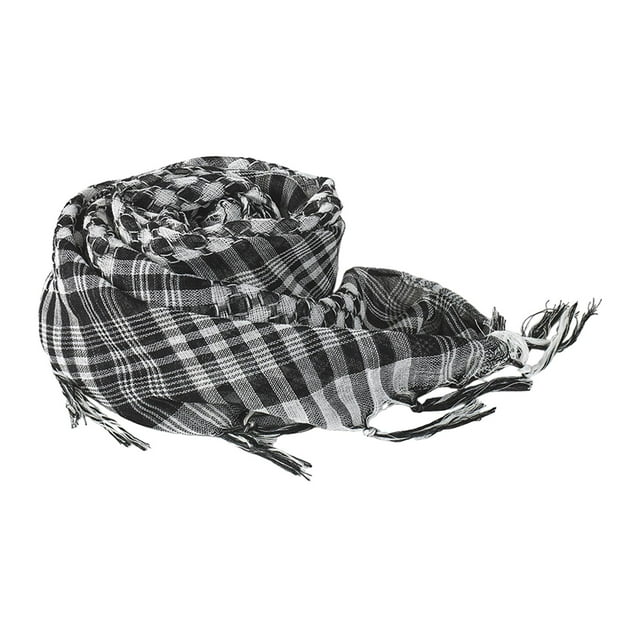 Bufanda árabe para exteriores, envolturas para el cabello, convenientes, pañuelos para la cabeza, bufandas con flecos a cuadros, turbante para mujeres en y negro