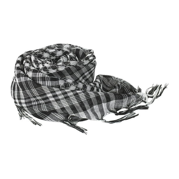 Bufanda árabe para exteriores, envolturas para el cabello, convenientes, pañuelos para la cabeza, bufandas con flecos a cuadros, turbante para mujeres en y negro