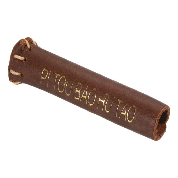 Uxcell 15mm Snooker Pool Cue Tip Cover Leather Billiard Stick Protector Head Covers, Brown