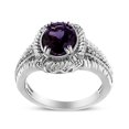 thumbnail image 5 of .925 Sterling Silver Prong Set Natural Oval Shape 9X7 MM Purple Amethyst Solitaire and Diamond Accent Ring (I-J Color, I1-I2 Clarity) - Ring Size 8, 5 of 8