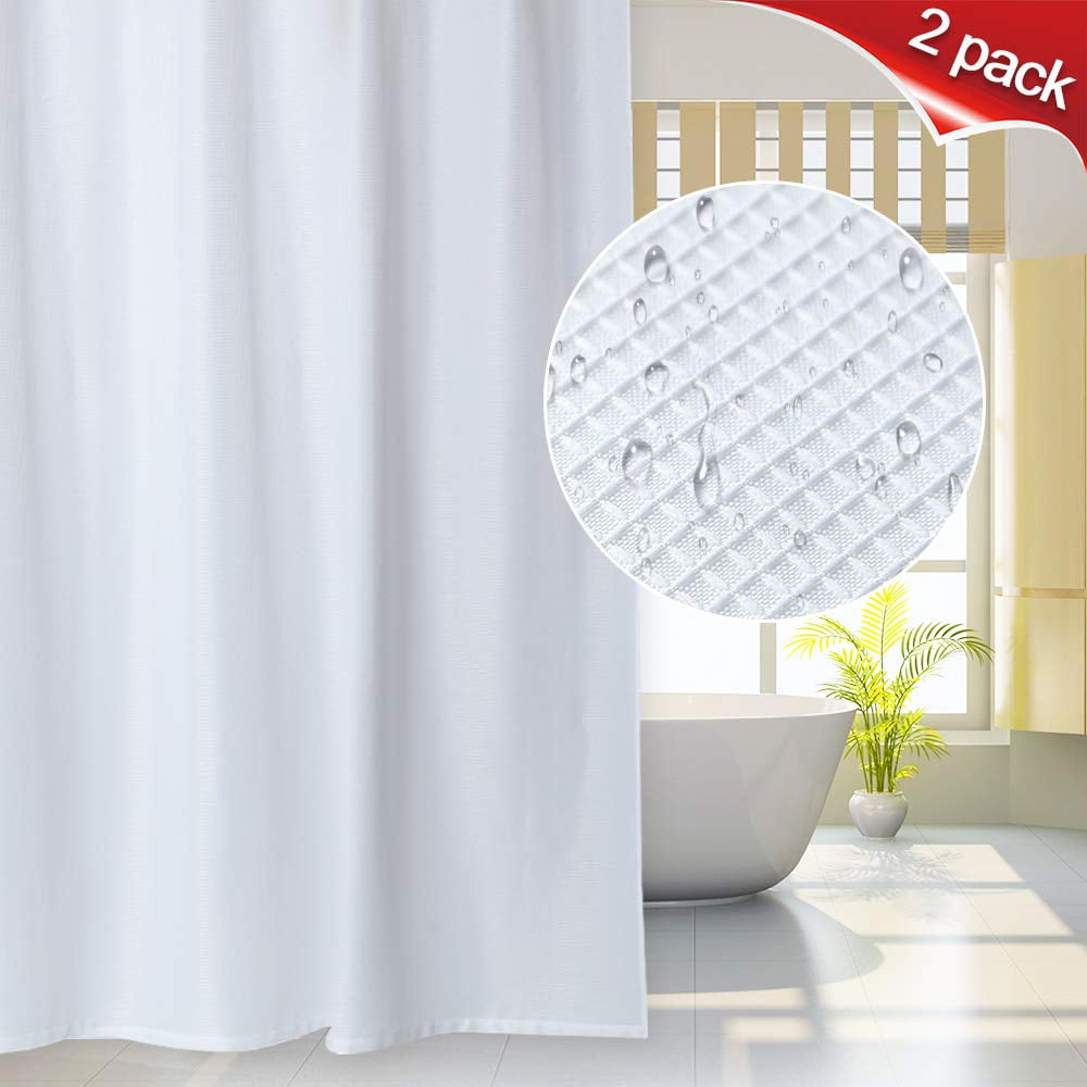 Haperlare Pack of 2 Shower Curtain 72' x 72' Modern Waffle Weave Polyester Fabric Blackout Bathroom Curtain Washable, White