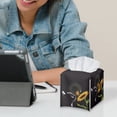 thumbnail image 6 of FUIALDOLG Decorative Car Tissue Holder, Black Cat Sunflower Square Tissue Box Cover PU Leather Facial Paper Case Organizer Dispenser for Bathroom, Vanity Countertop, Night Stands, Desk, 6 of 7