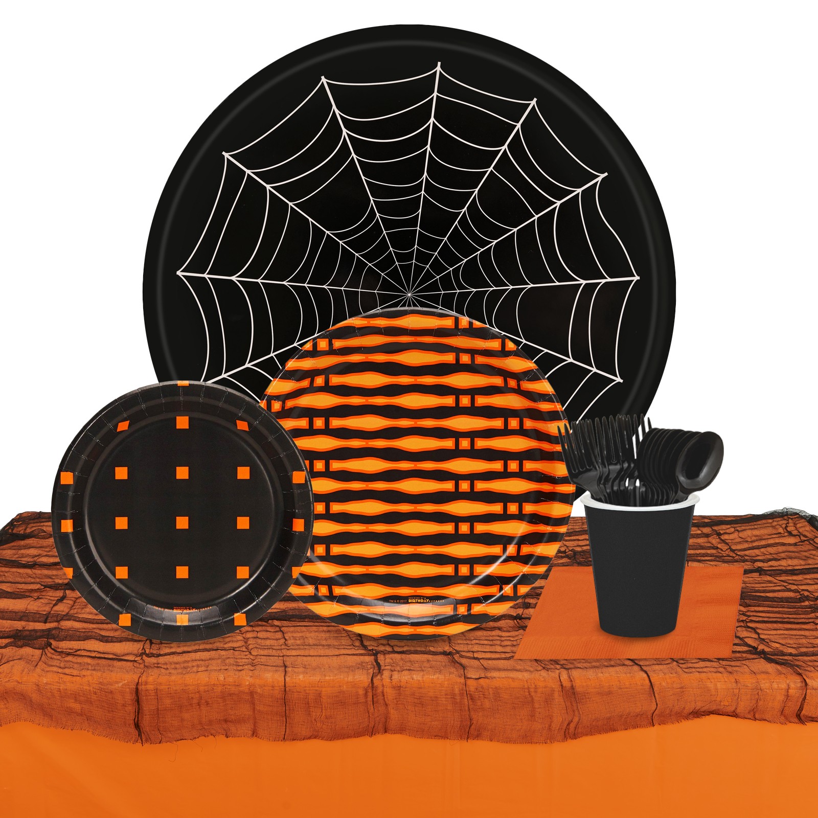 Halloween Party Black and Orange 32 Guest Tableware Kit