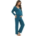thumbnail image 4 of WBQ Women's Maternity Nursing Pajama Set Long Sleeve Breastfeeding Top Tee Shirt & Pants Pregnancy Pjs Set, 4 of 7