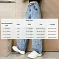thumbnail image 3 of Hellosay Baggy Jeans for Girls 7-8T Star Embroidery Outdoor Straight Denim Pant with Pockets High Waist Trousers Blue, 3 of 9