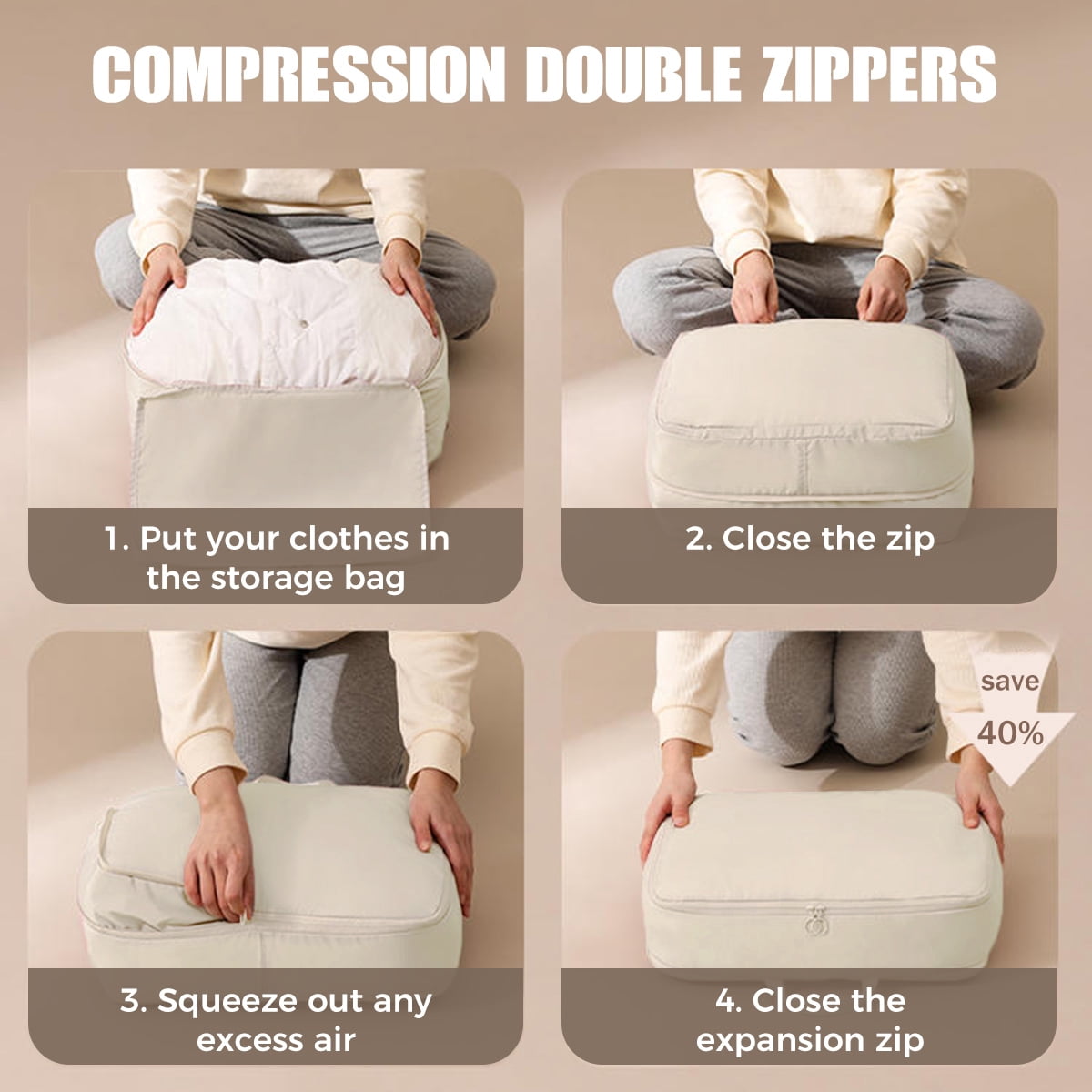 AUXDIQ 3 PCS Compression Packing Cubes Travel Luggage Organizer Bags Set Packing Organizers Compression Suitcase Bag Travel Essential Bag