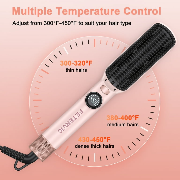 FETERVIC 3-in-1 Ionic Hair Straightener Brush – Hot Air Blow Dryer