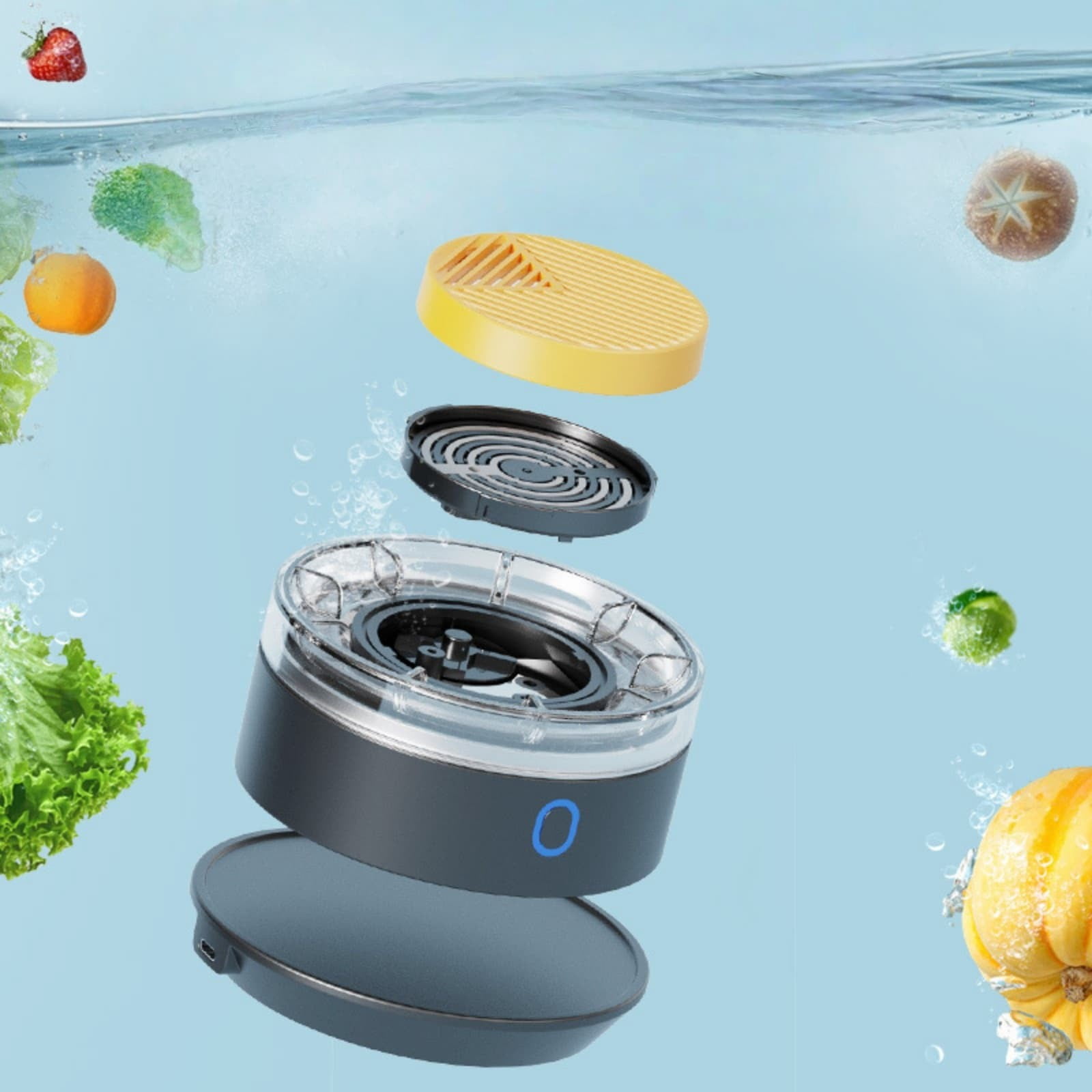 Electric Produce Purifier Portable Rechargeable Fruit and Vegetable Cleaner Cordless Food Washing Machine for Meal Prep Kitchen Home and Travel Use