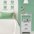 thumbnail image 2 of RoyalCraft Nightstand with 2 Storage Drawers,Tall End Table with Wooden x-Design for Bedroom, White, 2 of 8