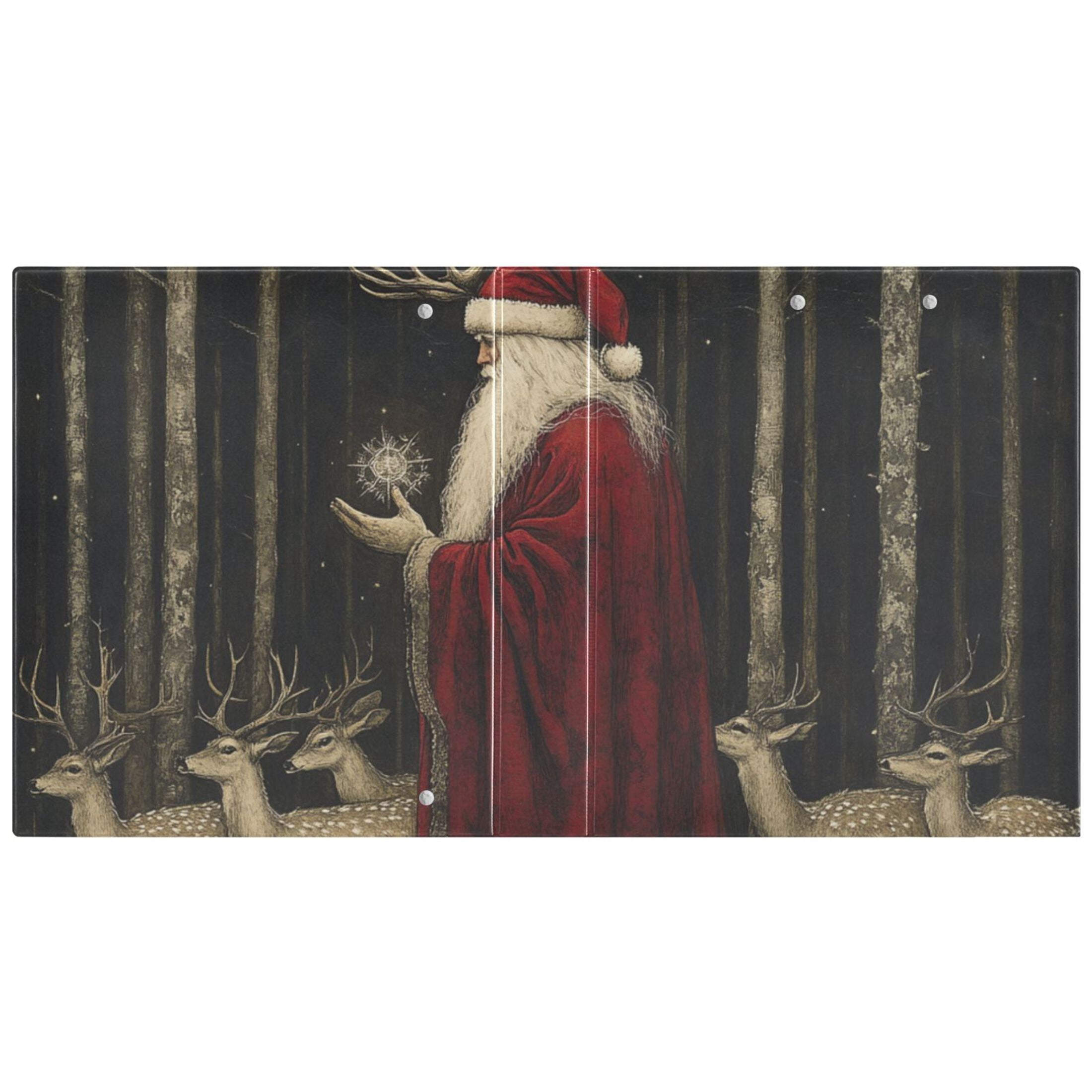 Santa and Deers Trees 3 Ring Binders 1.5 inch Hardcover File Folders with Interior Pockets A4 Size Organizer for School Office Hospital