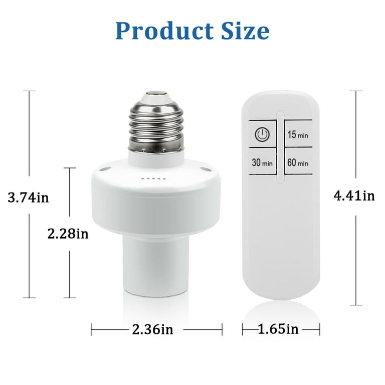 Remote Control Light Lamp Socket, TSV, E27 Screw Wireless Bulb Base Holder,  360° Omnidirectional Switch Control with Timing Control, Wall Mounted  Switch Light with 50M Remote Control Distance 