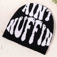 thumbnail image 4 of CUZIBR Winter Beanie Scarf Hat Set Winter Unisex Fashion Knit Hat Casual Tie Dye Letter Print Outdoor Streetwear Stylish Skull Caps Warm Soft Dailywear,White,One Size, 4 of 5