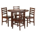 thumbnail image 1 of Winsome Alamo 5-Piece Round Drop Leaf Table with 4 Hamilton Ladder Back Chairs -94565, 1 of 9