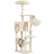 Hey-brother Cat Tree, Cat Tower with Platform, Condo, Hammocks, Scratching Posts, 61 inch, Beige MPJ050M