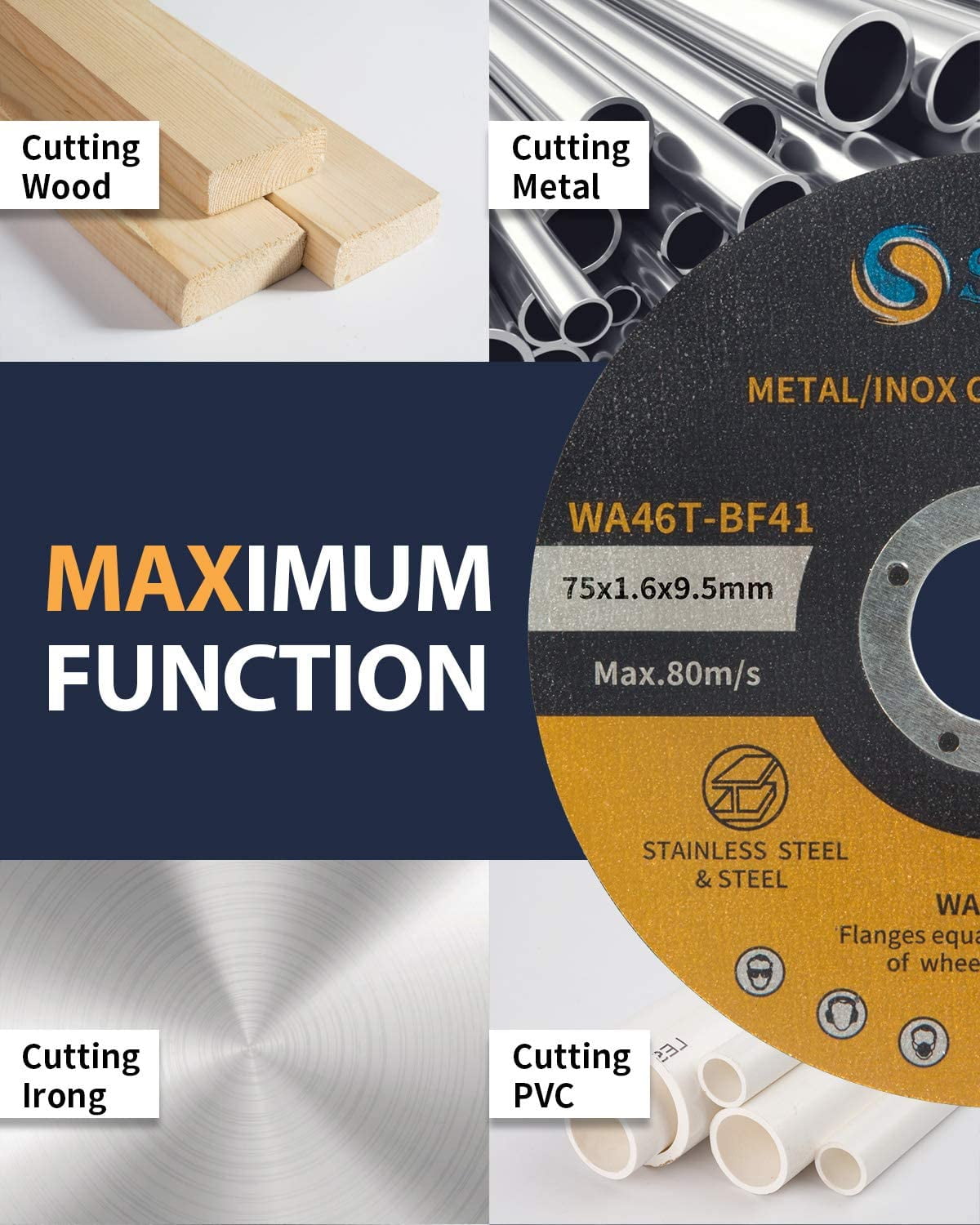 SATC 25 PC 3" x 1/16" x 3/8" Cut Off Wheels Cutting Disc for Metal Stainless Steel