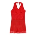 thumbnail image 3 of Xnihocha Girls Lyrical Jazz Tango Dance Dress Sleeveless Backless Halter Rhinestones Ballerina Dancewear Red 16, 3 of 7