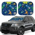 thumbnail image 2 of Uemuo Dinosaur In Space Printed 2 PCS Car Windshield Sun Shade, Auto Sun Heat and UV Rays Blocker, Foldable Automotive Front Window Sunshade Protector, 2 of 7