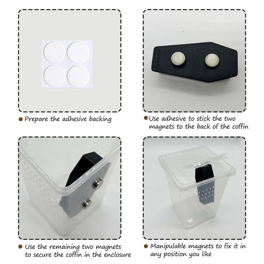 3 Pack Jumping Spider Hideout - Magnetic Hiding Habitat, Handmade Accessory From Natural Materials, Suitable for Small Insects