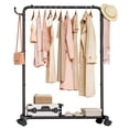 thumbnail image 6 of Enogets Heavy Duty Rolling Garment Rack，Metal Clothing Rack for Hanging with Stroage Shelf and Hooks（Black, 31.5"）, 6 of 6