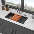 thumbnail image 3 of 33" Undermount Kitchen Sink - 33 x 19 x 9 inch Gunmetal Black Single Bowl 16 Gauge Stainless Steel Ledge Workstation Kitchen Sinks, 3 of 9