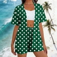 thumbnail image 2 of Mujeres largo cardigan con bolsillos estilo de moda suelto no posicionamiento impreso manga corta y pantalones cortos conjunto de bolsillo sudadera y pantalones conjunto para mujeres, 2 of 6