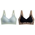 thumbnail image 1 of (2-Pack) Rinsvye Women's Comfortable and Wireless Bras Transparent Shoulder Strap Cordless Women Bras Wireless Full Coverage Backless Spongeless with Convertible Push Up Bras Shoulder Straps, 1 of 7