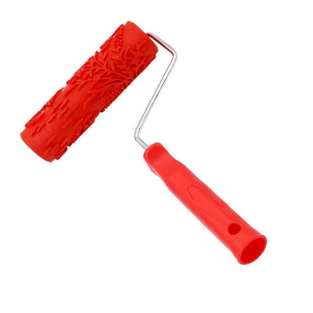 7" Assorted Embossed Floral Pattern Paint Roller Painting Roller with Plastic Handle F