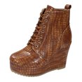thumbnail image 1 of NECHOLOGY Botas Mujer Adulto Femenino Zapatos Botines mujer Botas de suela gruesa con tacón de cuña y cordones de piedra sólida versátiles para mujer (Brown, 7), 1 of 7