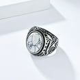 thumbnail image 2 of Retro Vintage Stone Rings for Men Women Turquoise Rings Stainless Steel Signet Biker Band,  Ring Size 13, 2 of 6