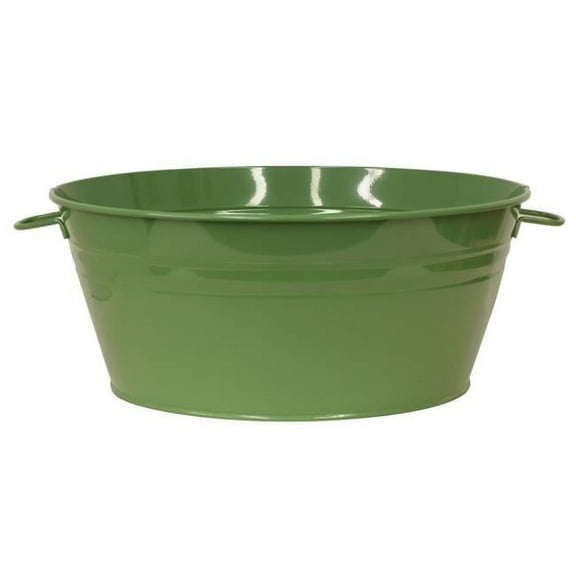 HOUSTON INTERNATIONAL TRADING 6087E SA Houston International Enameled Galvanized Steel Harvest Tub - Planter - Beverage Tub with handles 19'D x 8'H