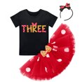 thumbnail image 3 of IBTOM CASTLE Toddler Baby Girls 1st 2nd 3rd Birthday Outfit Polka Dots Romper Tutu Skirt Mouse Ears Headband Cake Smash Clothes for Photo Props 3 Years Black, 3 of 8