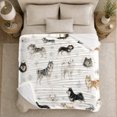 thumbnail image 4 of Northern Dogs And Portraits Among Delicate Snowflakes, Soft Flannel Blanket with Naturalistic Watercolor Illustration Print, Housewarming Gift and Home Decor for Bedroom and Living Room, 4 of 7