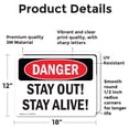 thumbnail image 2 of (2 Pack) Stay Out! Stay Alive! OSHA Danger Sign 18 Inch X 12 Inch Vinyl Label Decal Sticker Weather Resistant, UV Protected for Workplace, Business, and Construction Site, Made in the, 2 of 7