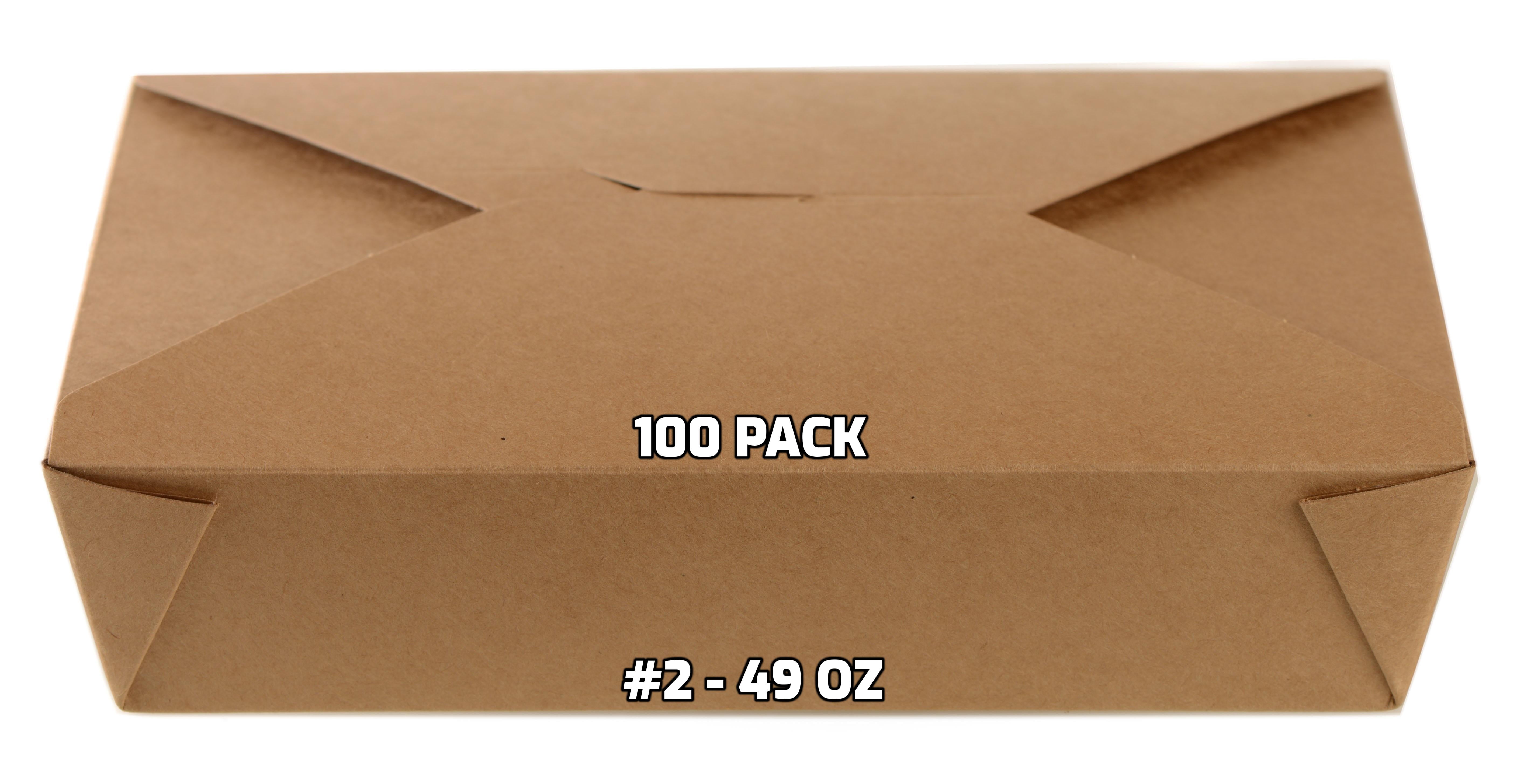 [100 PACK] Take Out Food Containers 49 oz Kraft Brown Paper Take Out