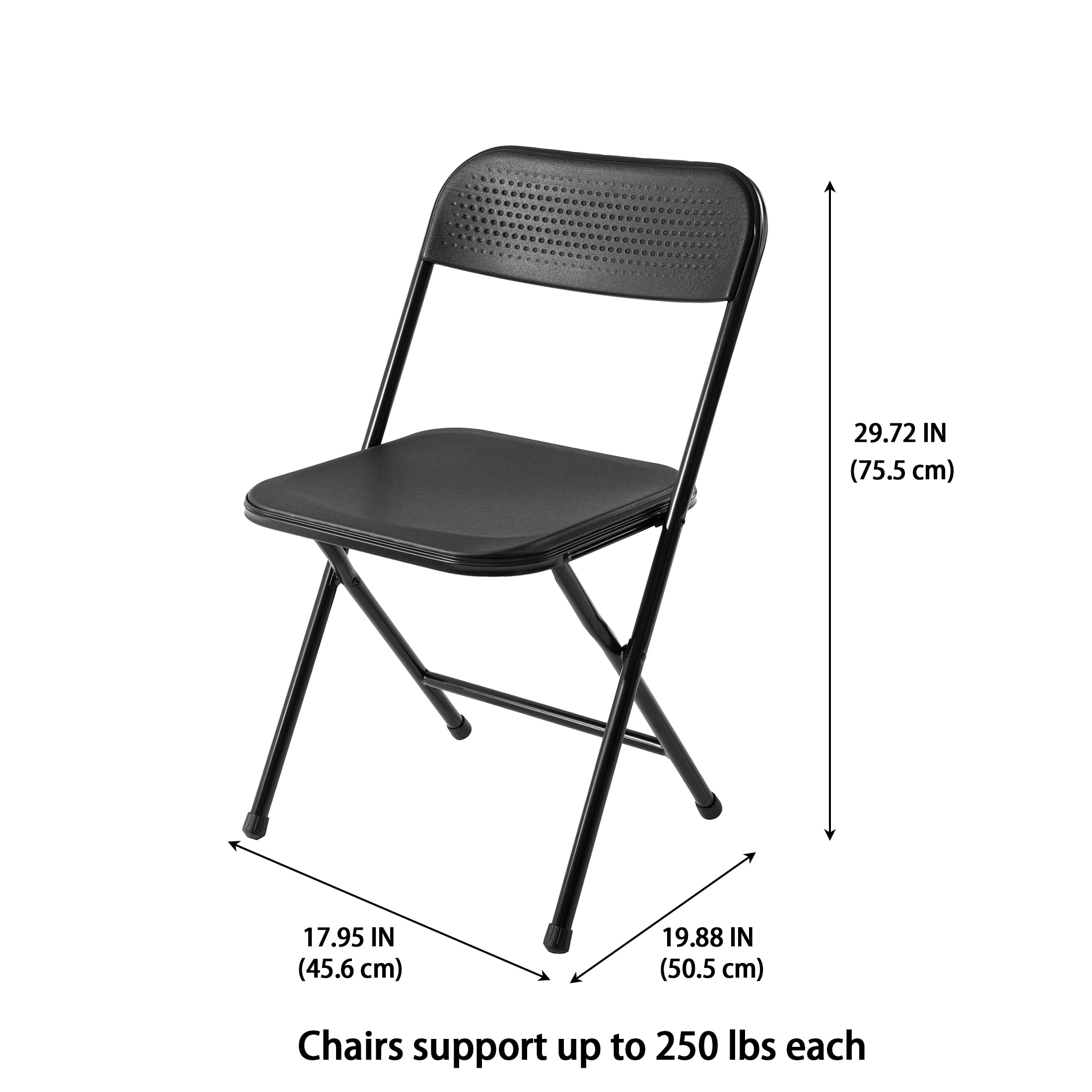 Mainstays 4 Pack Resin Folding Chair, Black