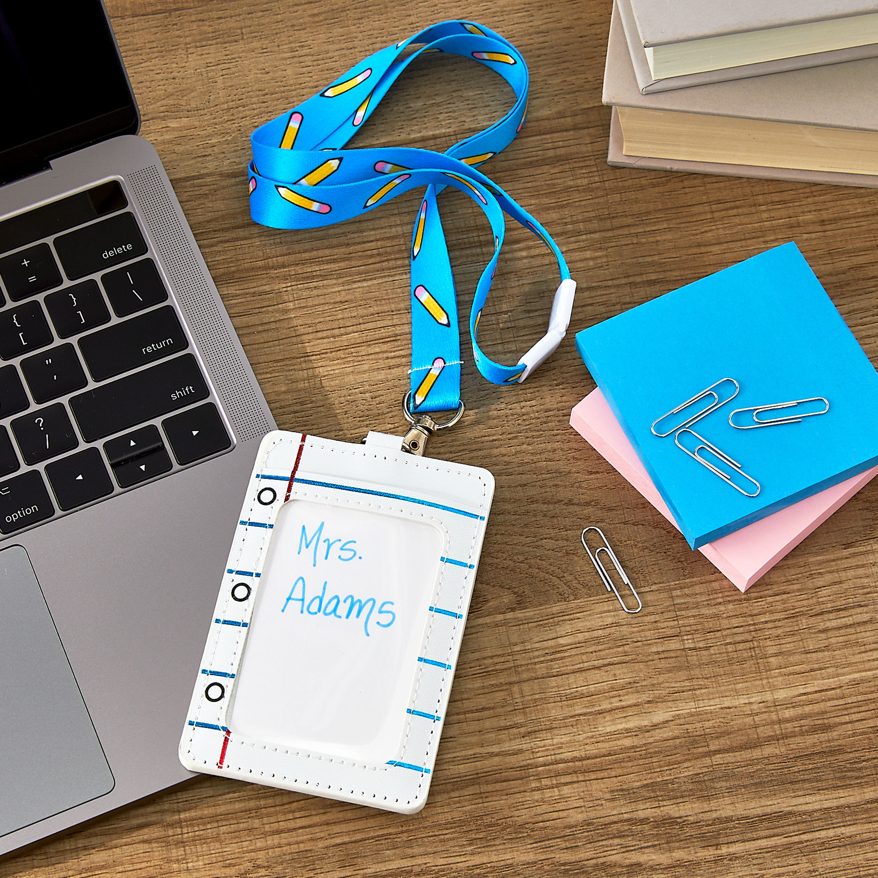 Pen+Gear Notebook Paper Teacher Badge Holder with Breakaway Lanyard, Multicolor