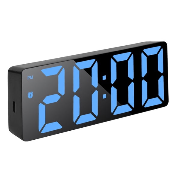 Digital Alarm Clock, Large Display LED Bedside Clock for Bedroom | Type-C/Battery Powered, 3 Adjustable Brightness, 12/24H, Temperature, Snooze, Night Mode, for Bedroom, Office