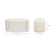 Jennifer Taylor Home Fuji 44 Upholstered Boucle Oval Storage Bench Ivory White