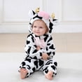 thumbnail image 7 of Toddler Kids Boys Girls Animal Fleece Romper Jumpsuit Teens Long Sleeve Thermal Outfit With Pocket Girls Soft Zipper Hooded Bodysuit Spring Comfortable Outwear Onesie Black 31-36 Months, 7 of 7