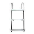 thumbnail image 2 of Pactrade Marine Boat Aluminum Polyethlene Swim Boarding 3 Steps Ladder Hook, White, 2 of 9