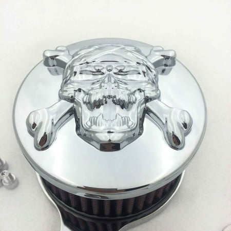 HTT-MOTOR Chromed Skull with Cross Bone Air Cleaner Intake Filter System Kit For Harley Sportster XL883 XL1200 1988-1990 1991 1992 1993 1994 1995 1996 1997 1998 1999 2010 2011 2012 2013 2014
