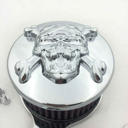 Sportster Cross - HTT-MOTOR Chromed Skull with Cross Bone Air Cleaner Intake Filter System Kit For Harley Sportster XL883 XL1200 1988-1990 1991 1992 1993 1994 1995 1996 1997 1998 1999 2010 2011 2012 2013 2014 2015