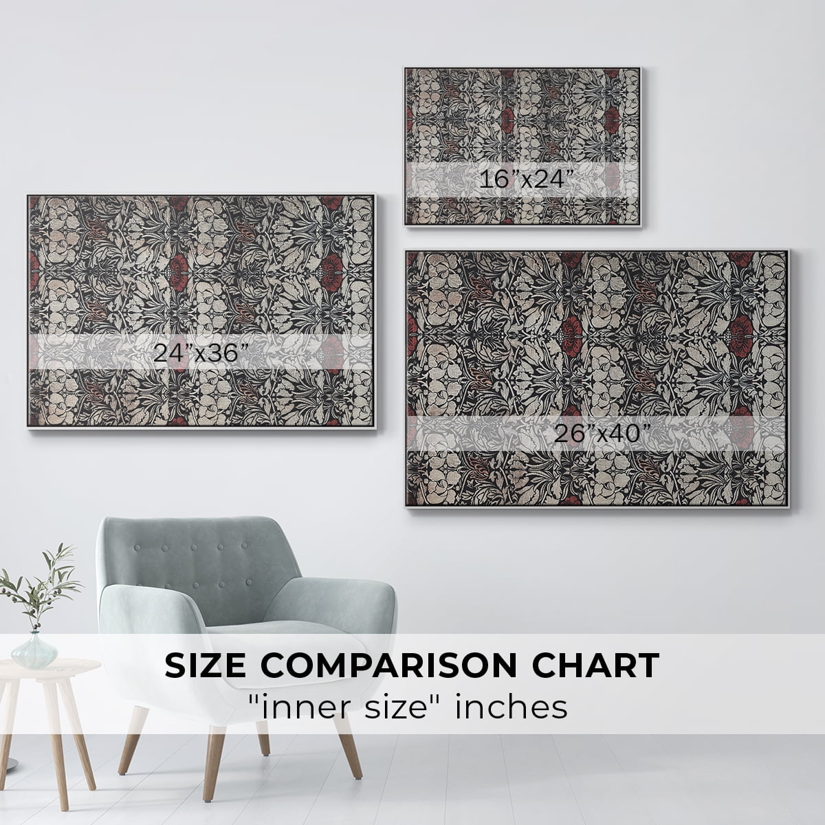 Vintage Abstract Print-XXII Framed in White Wood Gallery Wrapped Canvas 27 in. x 41 in.