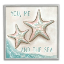 Stupell You Me & Sea Beach Starfish Romance Landscape Painting Gray Framed Art Print Wall Art